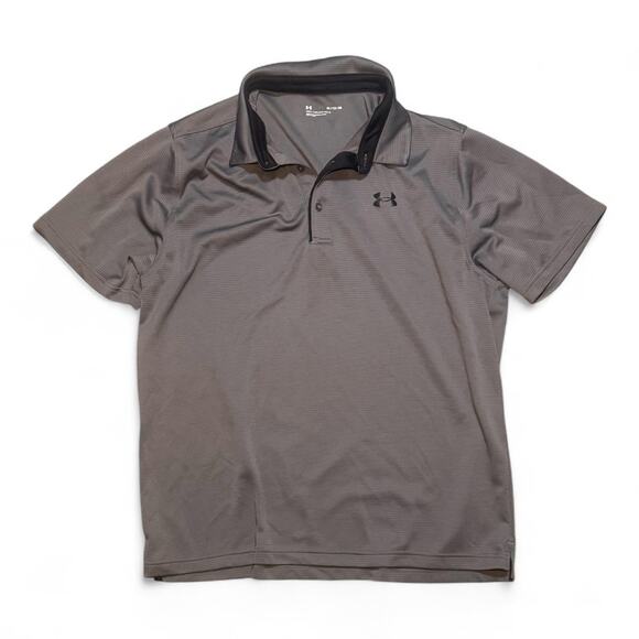 Under Armour HeatGear Polo – Charcoal XL Stretch Micro-Stripe Performance - Picture 1 of 5